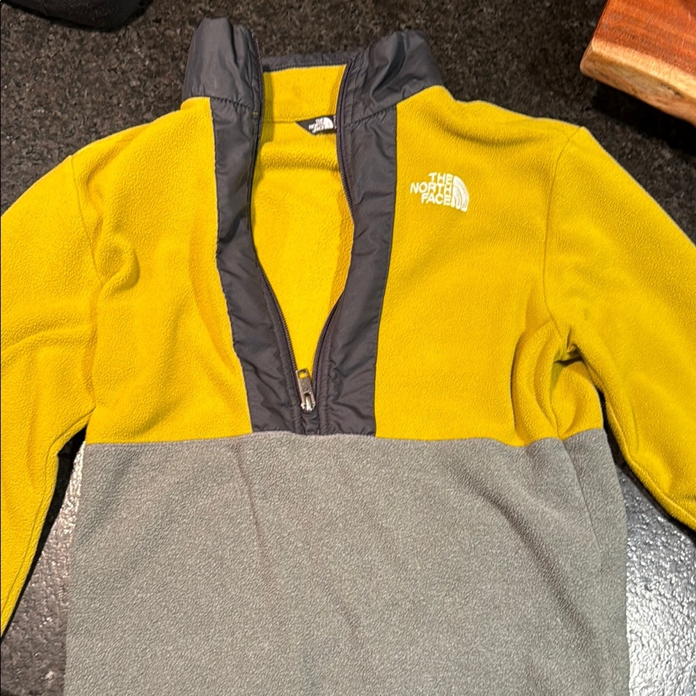 The North Face Kids Yellow and Gray Fleece Pullover